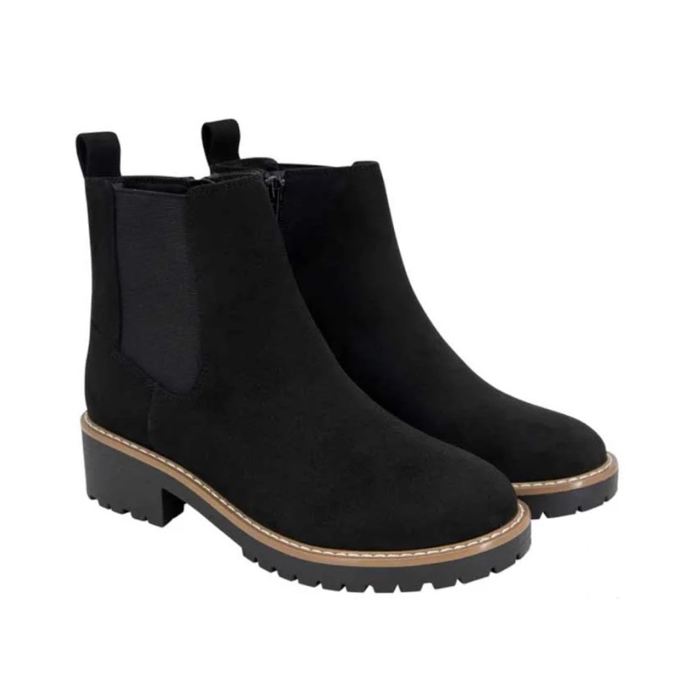 Kensie Kayla Black Side Zip Chelsea Booties Ankle Boots size 6